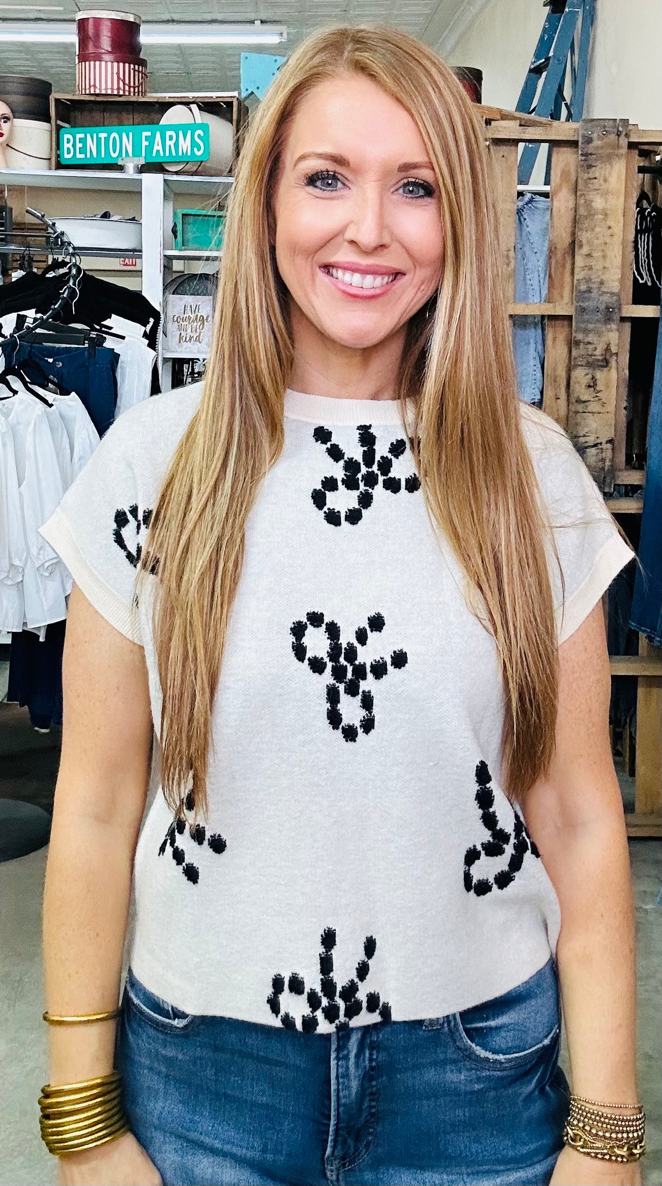 Bow Knit Short Sleeve Sweater
