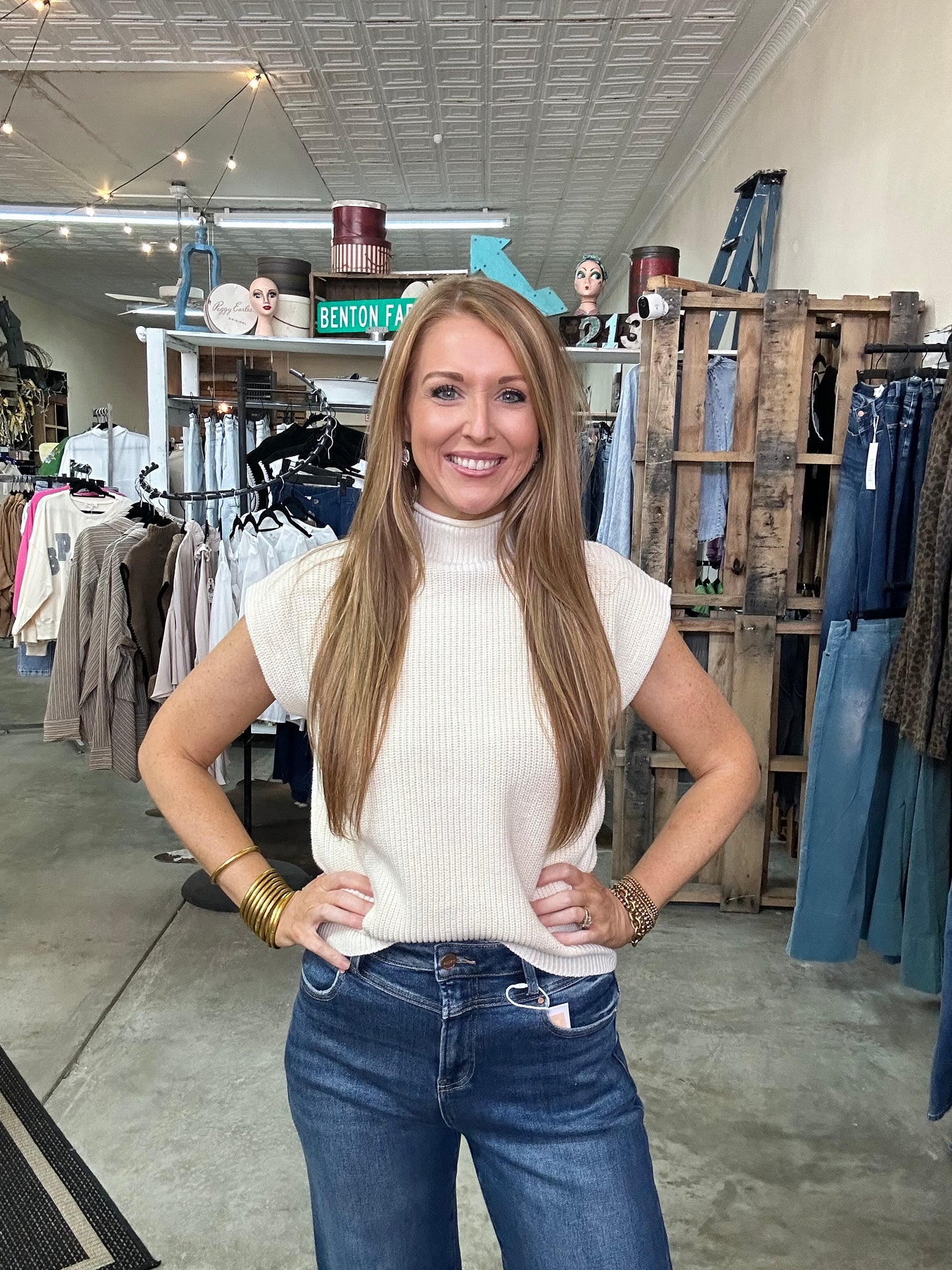 Ivory Turtleneck Knit Sweater