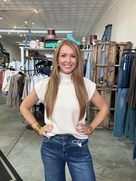 Ivory Turtleneck Knit Sweater