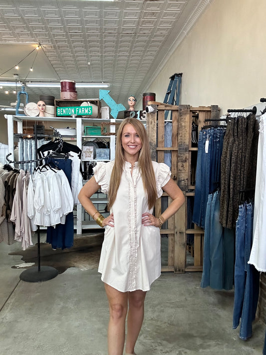 Bone Ruffle Mini Dress