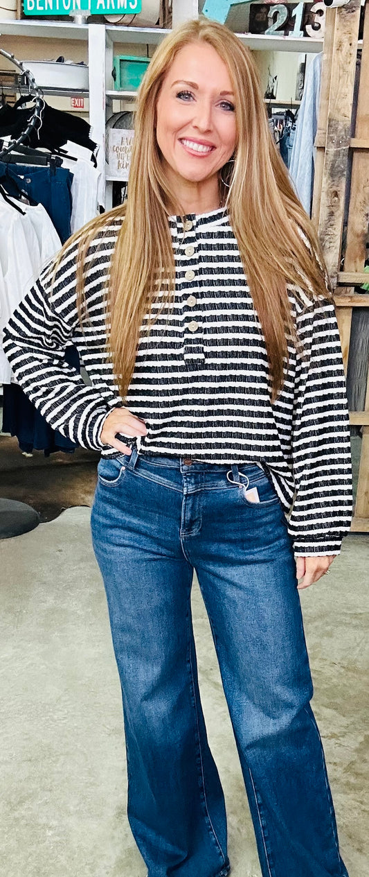 Black and White Striped Knit Sweater