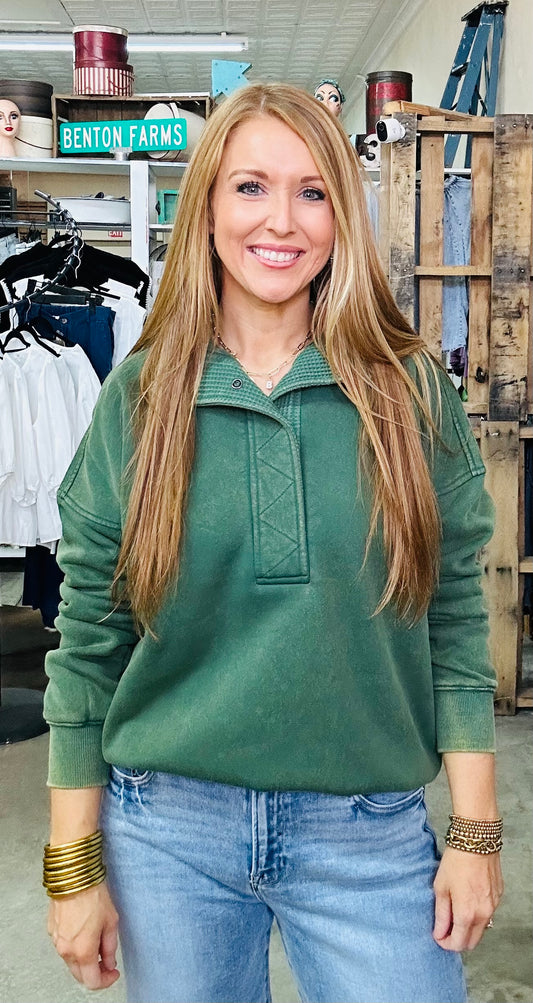 Green 3/4 Zip Hoodie